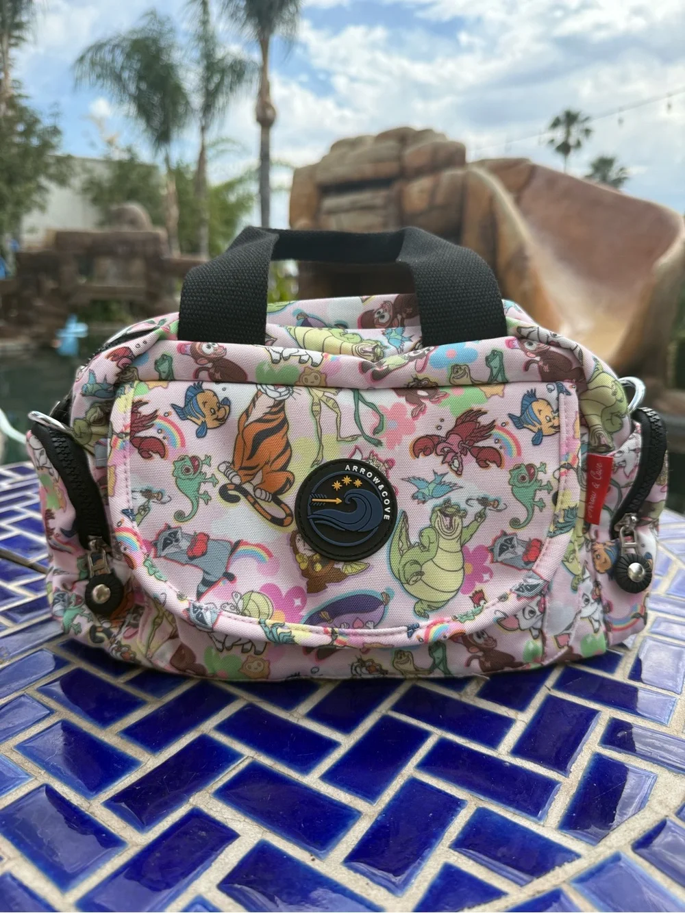 Pink Disney sidekicks Printed Canvas crossbody Bag